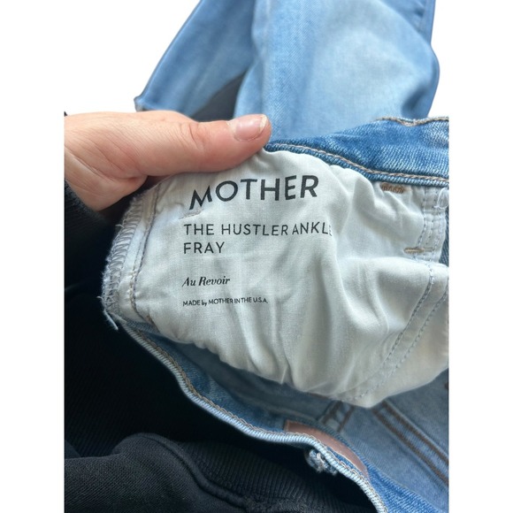 MOTHER The Hustler Ankle Fray Jeans Au Revoir Size 27 Light Wash Denim Cropped - Picture 11 of 13